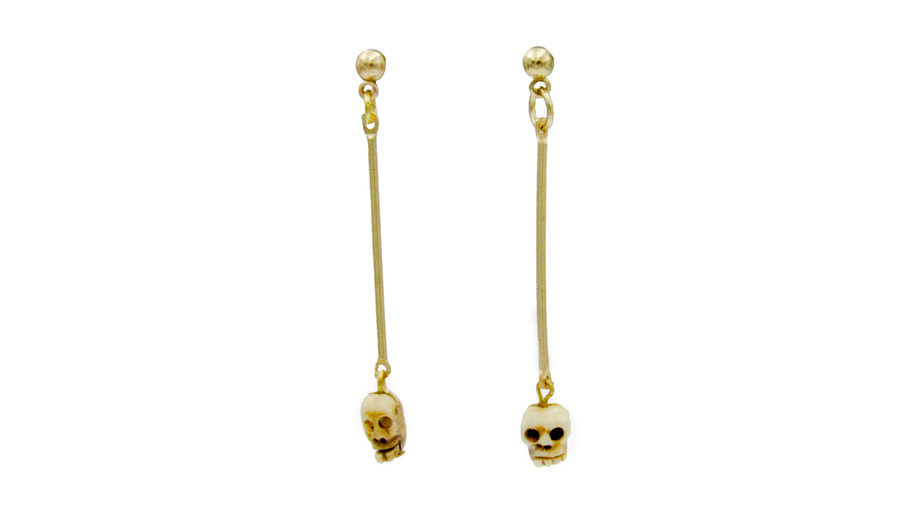 Skull Carved Bone Beads Dangle Earrings Oh, Heart!