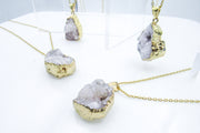 White Smoke Druzy Agate Crystal Pendant Necklaces Necklaces Oh, Heart!