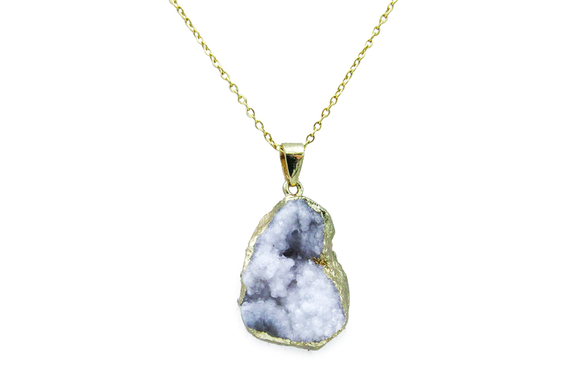 White Smoke Druzy Agate Crystal Pendant Necklaces Necklaces Oh, Heart!