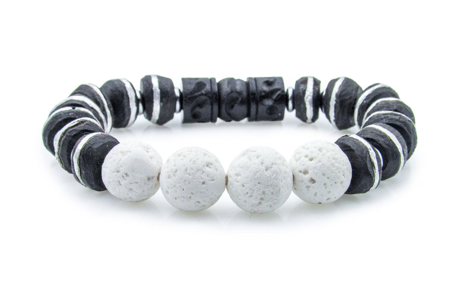 Silver Striped Wooden Stretch Bracelet Bracelets Oh, Heart!