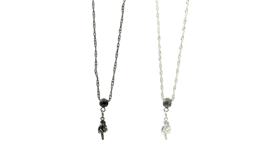 Middle Finger Necklace on Dainty Twisted Chain in Silver or Black Necklaces Oh, Heart!