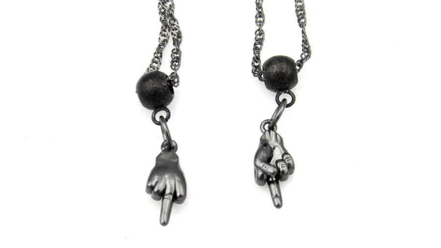 Middle Finger Necklace on Dainty Twisted Chain in Silver or Black Necklaces Oh, Heart!