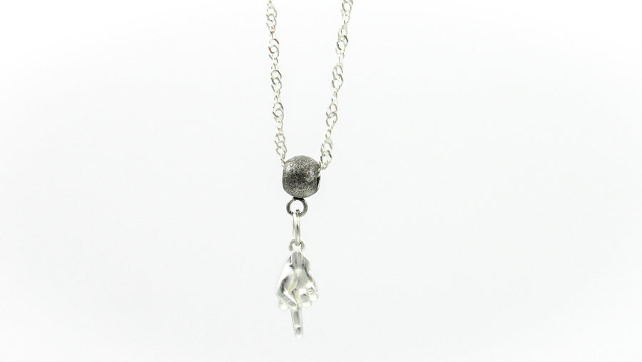 Middle Finger Necklace on Dainty Twisted Chain in Silver or Black Necklaces Oh, Heart!