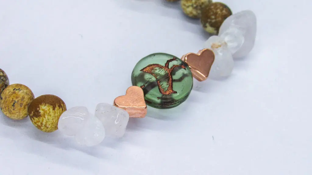 Bird Bead and Rose Quartz Stretch Bracelet Bracelets Oh, Heart!