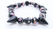Black Skulls, Spikes and Roses Stretch Bracelet Bracelets Oh, Heart!