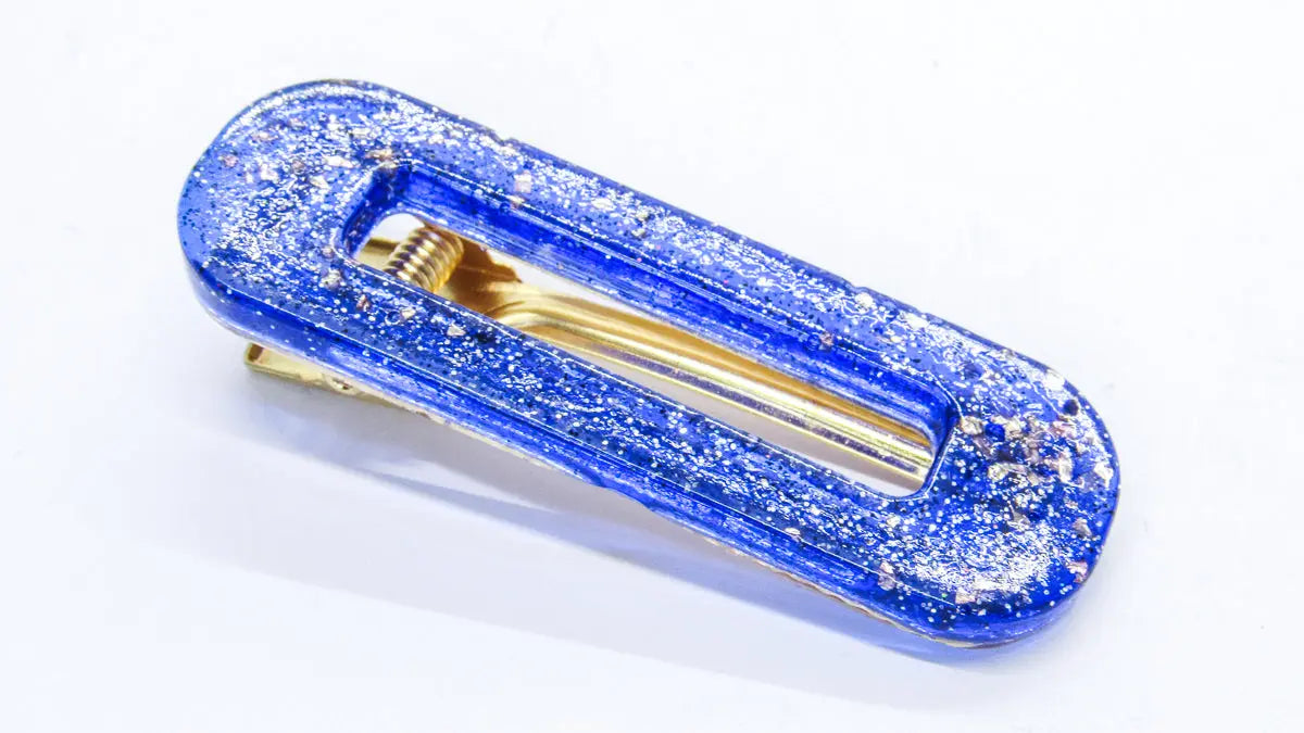 Blue and Silver Glitter Starry Night Resin Barrettes Barrettes Oh, Heart!