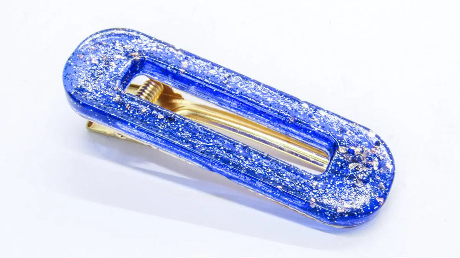 Blue and Silver Glitter Starry Night Resin Barrettes Barrettes Oh, Heart!