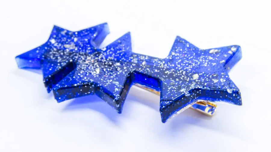Blue and Silver Glitter Starry Night Resin Barrettes Barrettes Oh, Heart!