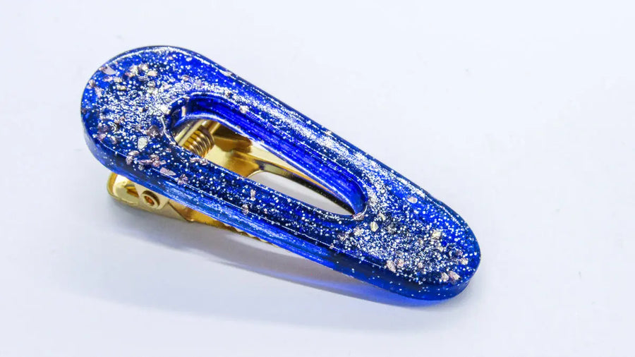 Blue and Silver Glitter Starry Night Resin Barrettes Barrettes Oh, Heart!