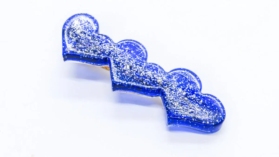 Blue and Silver Glitter Starry Night Resin Barrettes Barrettes Oh, Heart!