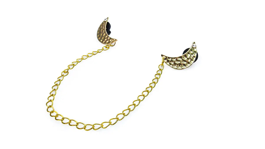 Hammered Crescent Moon and Rhinestone Collar Chain collar chain Oh, Heart!