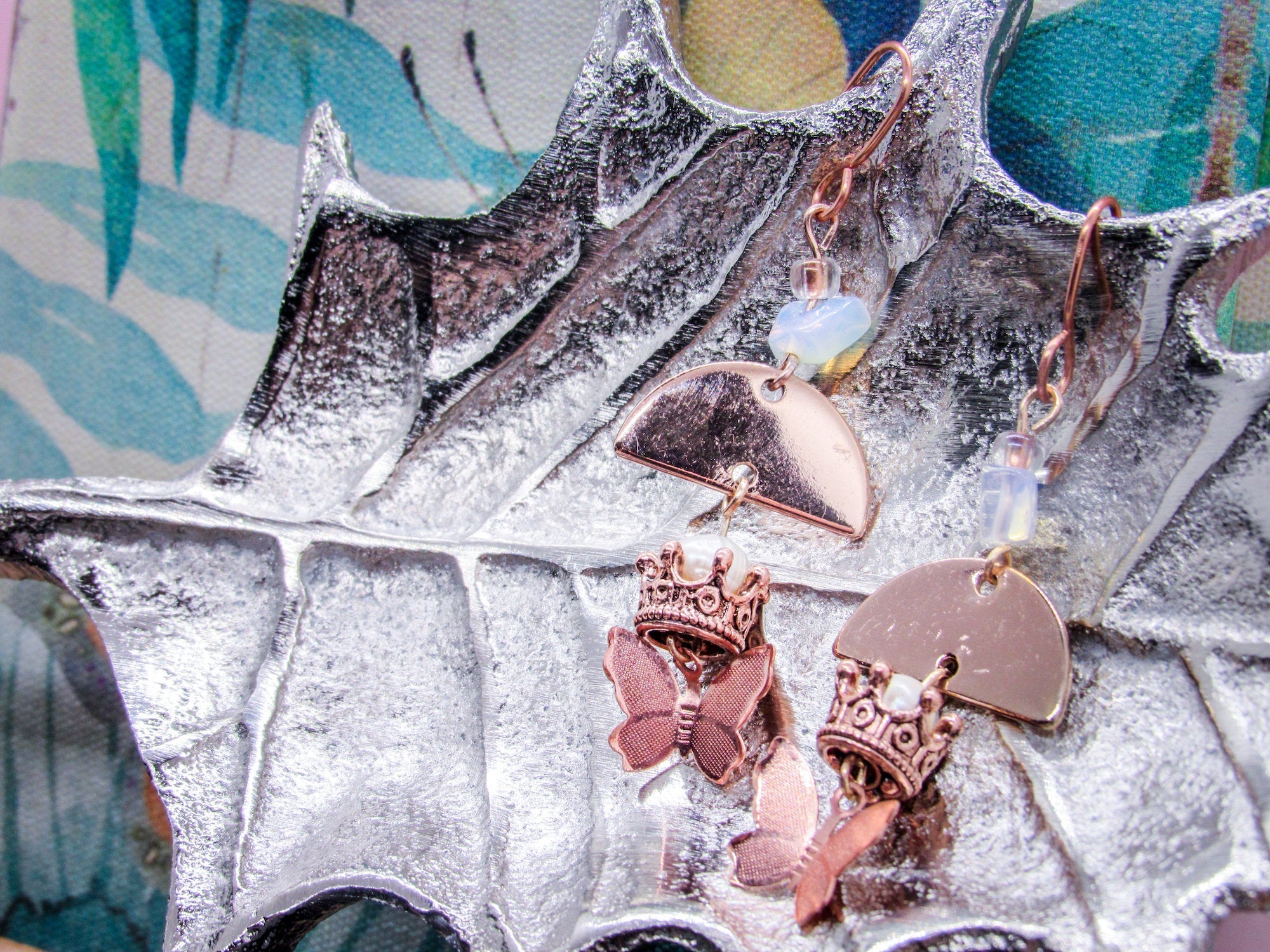Crown+Butterfly Rose Gold Dangle Earring Earrings Oh, Heart!