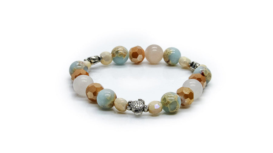 Boho Ocean Themed Stretch Bracelet With Turtle Charms Bracelets Oh, Heart!