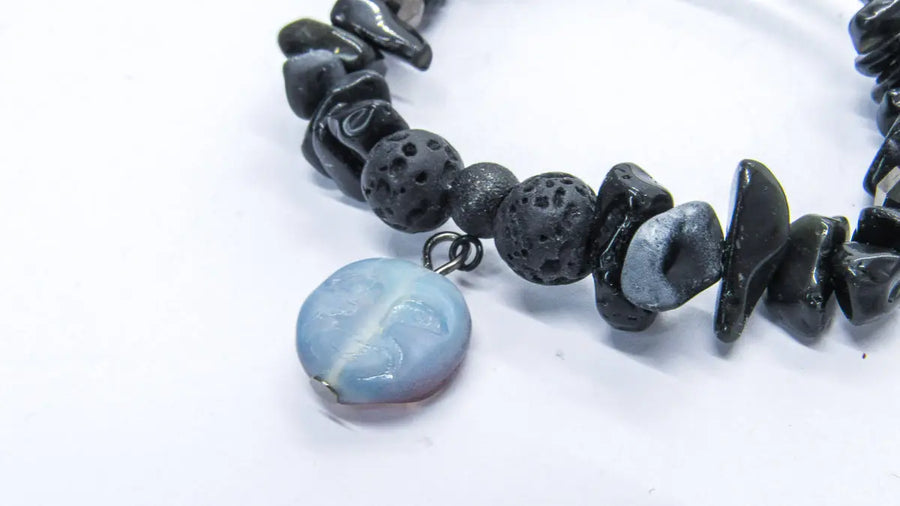 Gemstone Stretch Bracelets With Moon Czech Glass Bead Bracelets Oh, Heart!