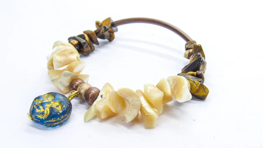 Gemstone Stretch Bracelets With Moon Czech Glass Bead Bracelets Oh, Heart!