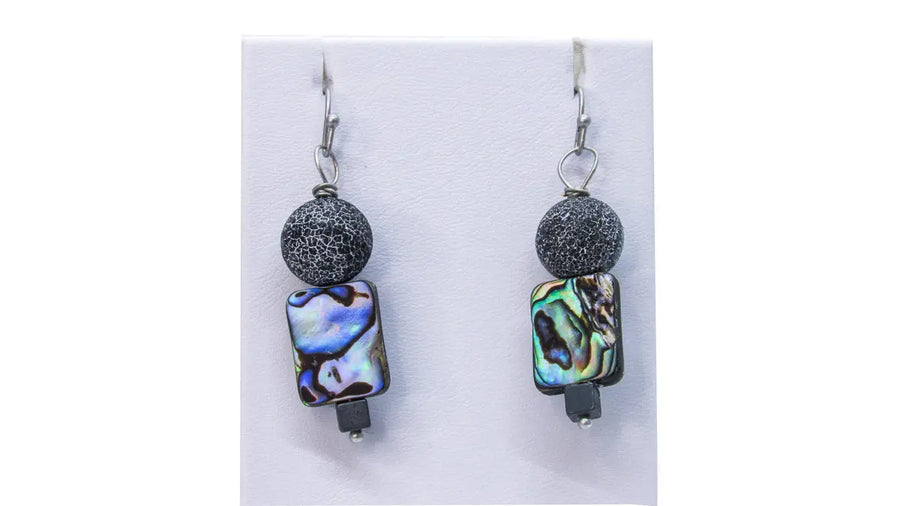 Geometric Mother of Pearl and Glass Bead Earrings Earrings Oh, Heart!