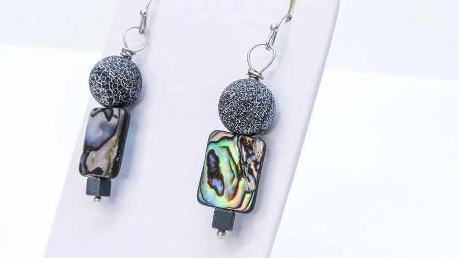 Geometric Mother of Pearl and Glass Bead Earrings Earrings Oh, Heart!