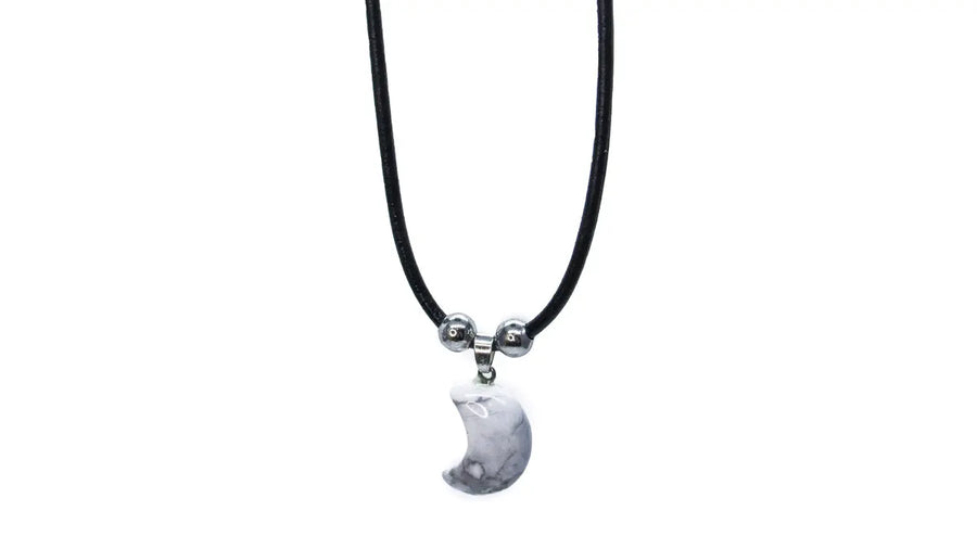 Moon Shape Semiprecious Stone Pendant Necklace Necklaces Oh, Heart!