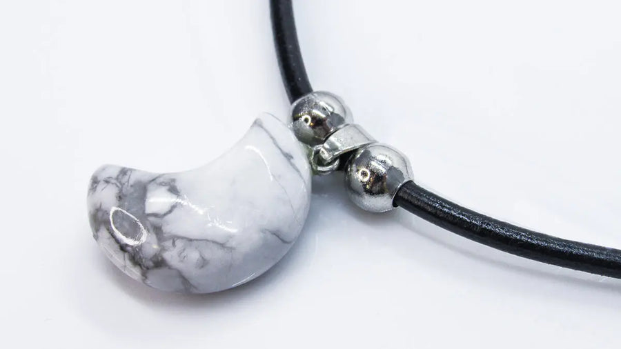 Moon Shape Semiprecious Stone Pendant Necklace Necklaces Oh, Heart!