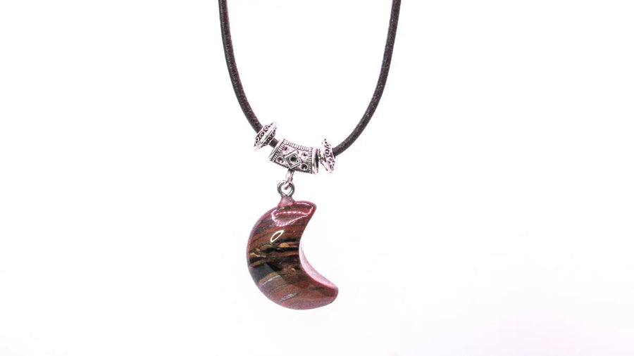 Moon Shape Semiprecious Stone Pendant Necklace Necklaces Oh, Heart!