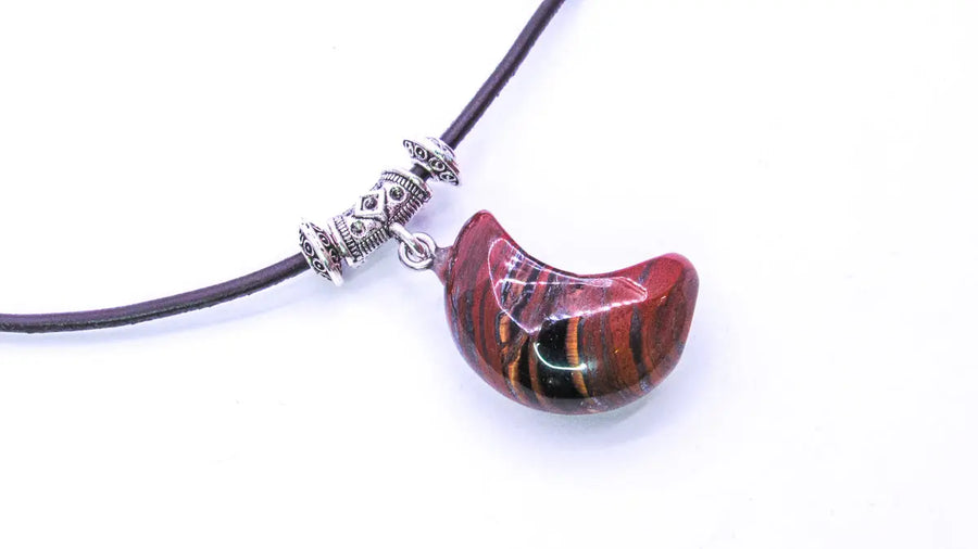 Moon Shape Semiprecious Stone Pendant Necklace Necklaces Oh, Heart!