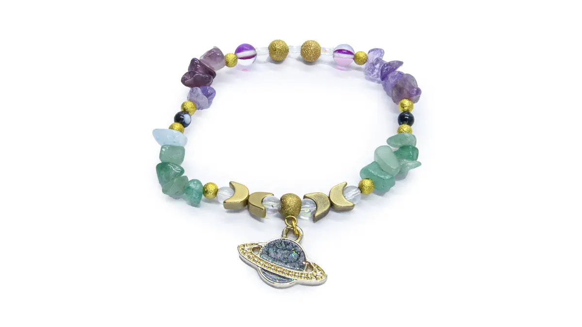 Aventurine and Amethyst Planetary Chip Bead Bracelet Planetary Chip Bead Bracelet Bracelets Oh, Heart!
