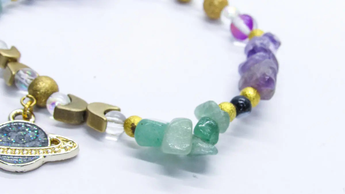 Aventurine and Amethyst Planetary Chip Bead Bracelet Planetary Chip Bead Bracelet Bracelets Oh, Heart!