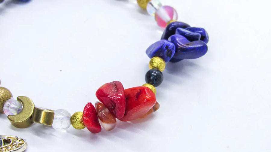 Red Coral and Quartz Dyed Amethyst Planetary Chip Bead Bracelet Bracelets Oh, Heart!