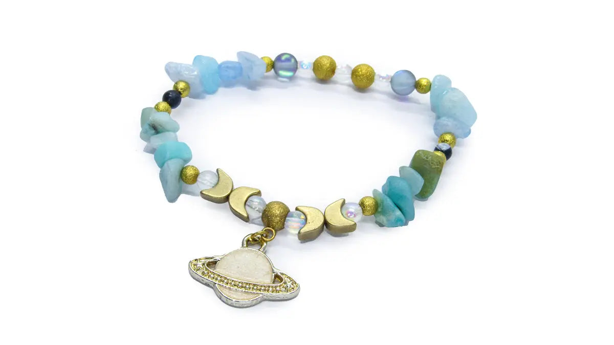 Amazonite and Azurite Planetary Chip Bead Bracelet Bracelets Oh, Heart!