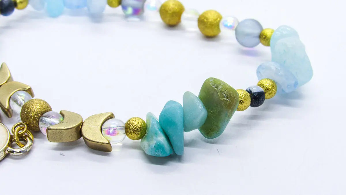 Amazonite and Azurite Planetary Chip Bead Bracelet Bracelets Oh, Heart!
