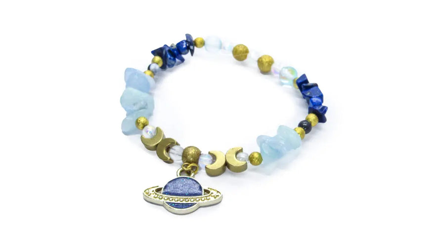 Azurite and Lapis Lazuli Planetary Chip Bead Bracelet Bracelets Oh, Heart!