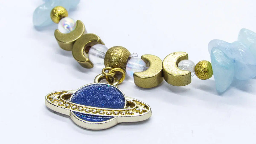 Azurite and Lapis Lazuli Planetary Chip Bead Bracelet Bracelets Oh, Heart!
