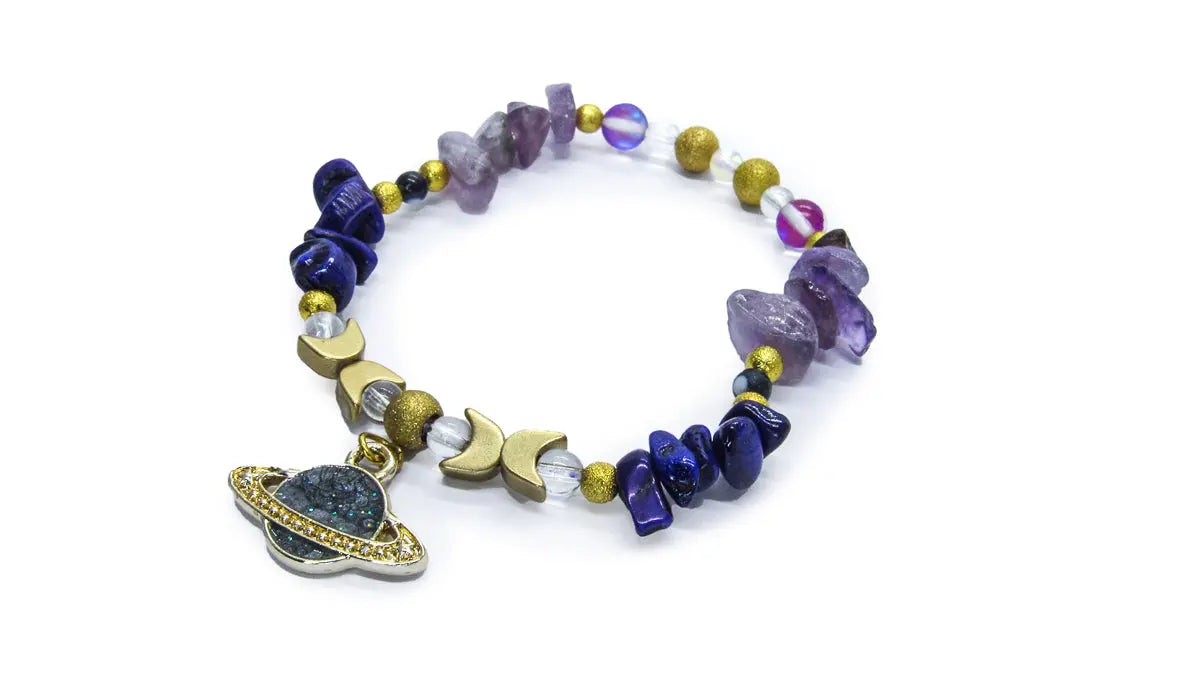 Amethyst and Quartz Dyed Amethyst Planetary Chip Bead Bracelet Bracelets Oh, Heart!