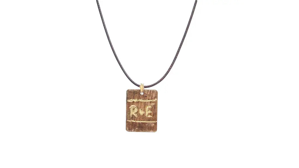 R+E Engraved Wooden Necklace Necklaces Oh, Heart!