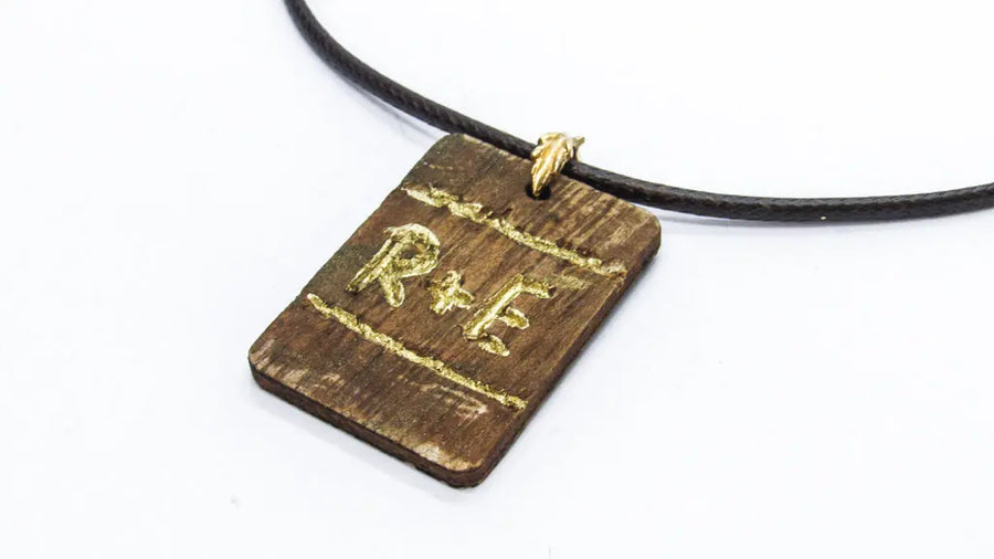 R+E Engraved Wooden Necklace Necklaces Oh, Heart!