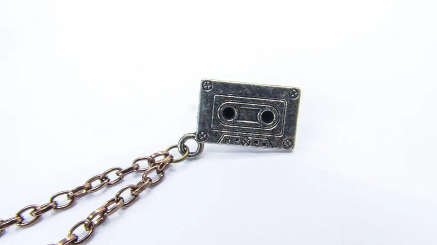 Antiqued Cassette Tape Charm Pinback Collar Chain collar chain Oh, Heart!