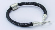 Minimalist Black and Silver Patterned Suede Leather Cord Bracelet Bracelets Oh, Heart!