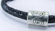 Minimalist Black and Silver Patterned Suede Leather Cord Bracelet Bracelets Oh, Heart!