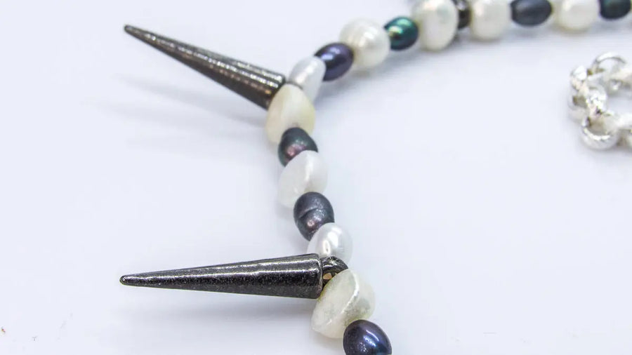 Spiked Pearl Beaded Necklace Necklaces Oh, Heart!