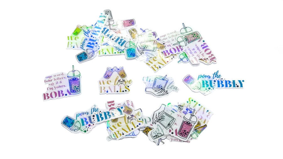 Boba Themed Iridescent Sticker Sheet Decorative Stickers Oh, Heart!