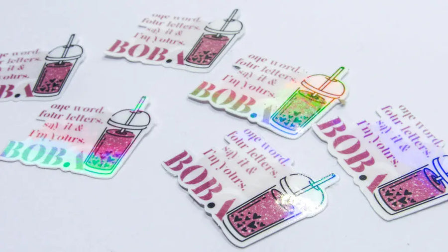 Boba Themed Iridescent Sticker Sheet Decorative Stickers Oh, Heart!