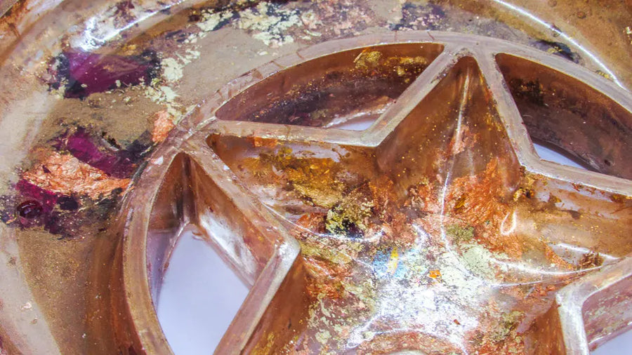 Rose Gold and Rose Petals Crescent Moon Resin Tray Home Decor Oh, Heart!