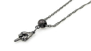 Middle Finger Necklace on Dainty Twisted Chain in Silver or Black Necklaces Oh, Heart!