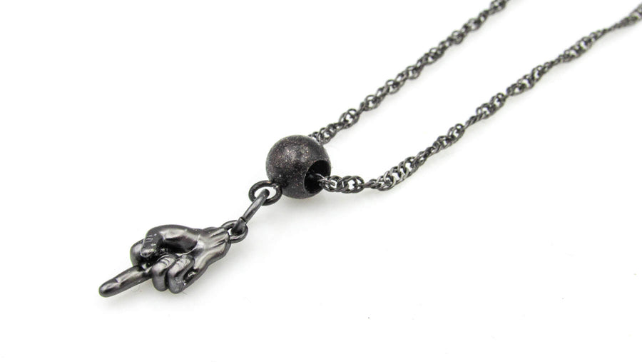 Middle Finger Necklace on Dainty Twisted Chain in Silver or Black Necklaces Oh, Heart!