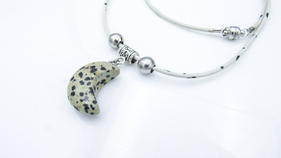 Moon Shape Semiprecious Stone Pendant Necklace Necklaces Oh, Heart!