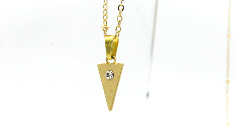 Dainty Triangle Gold Pendant Necklace With CZ Pave Necklaces Oh, Heart!