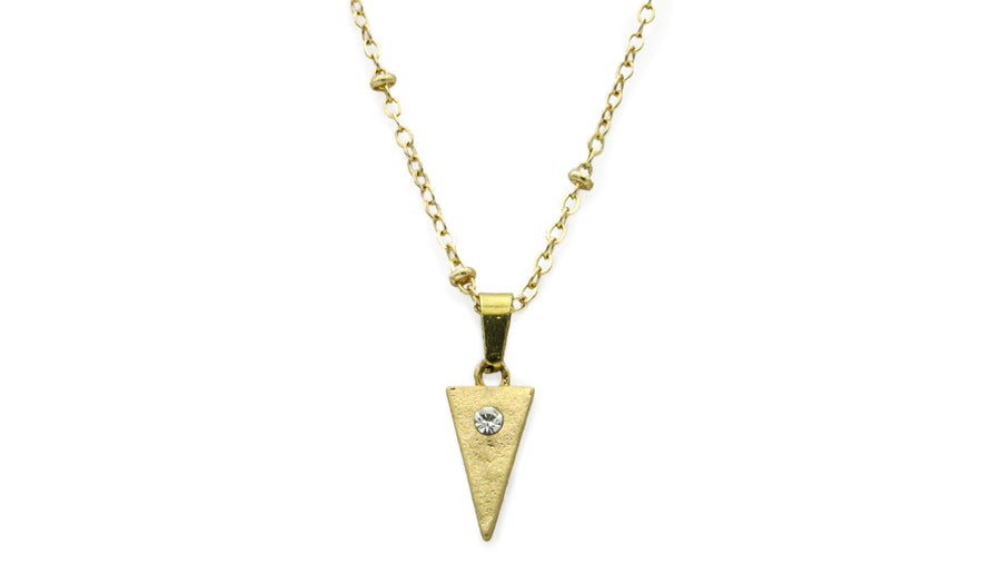 Dainty Triangle Gold Pendant Necklace With CZ Pave Necklaces Oh, Heart!