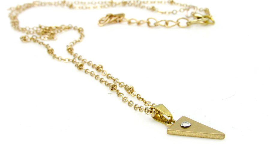 Dainty Triangle Gold Pendant Necklace With CZ Pave Necklaces Oh, Heart!