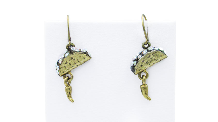 Tacos con Chiles Dangle Earrings with Rhinestones Earrings Oh, Heart!