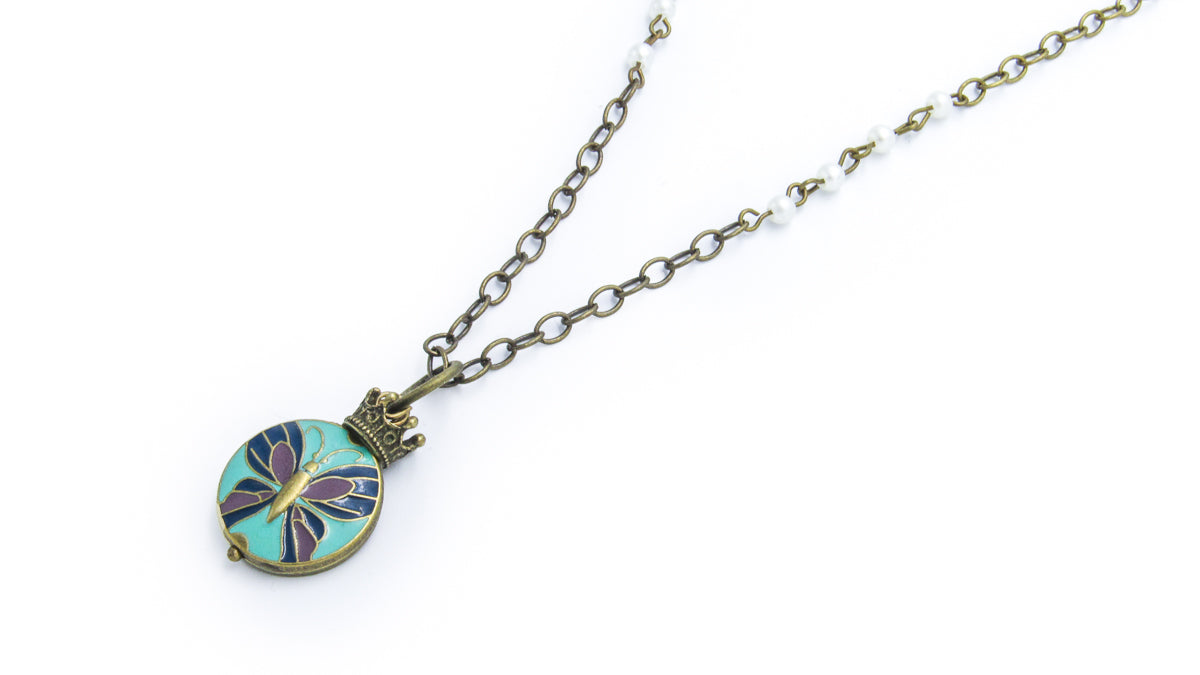 Enamel Butterfly Pendant Long Boho Necklace Necklaces Oh, Heart!